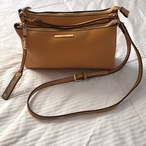 Double zipper mustard purse